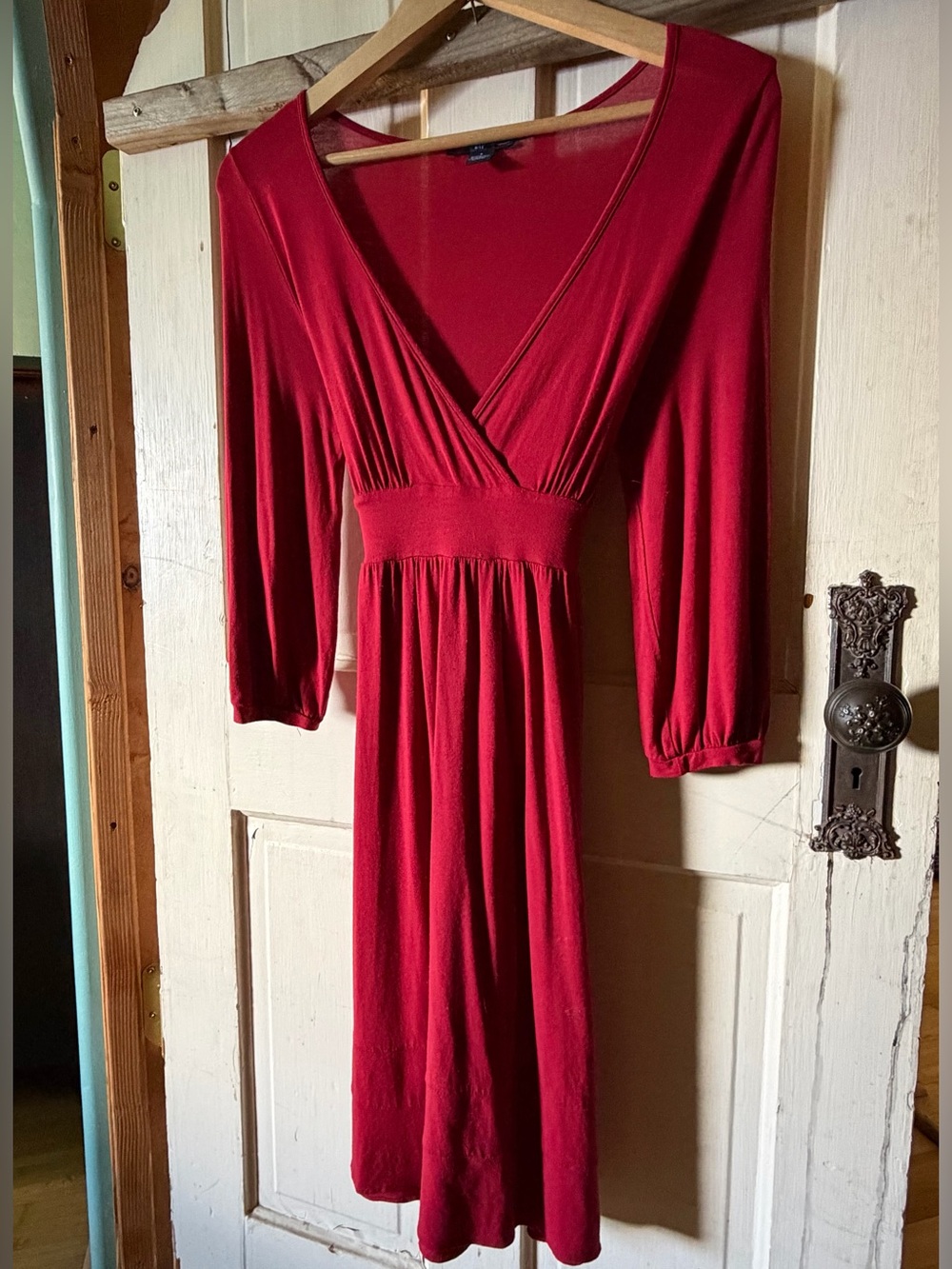 GAP Red Wrap Style Midi Dress | Long Sleeve Flowy Small